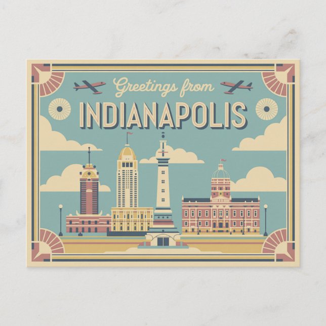 Carte postale vintage Indianapolis | Salutations d (Devant)