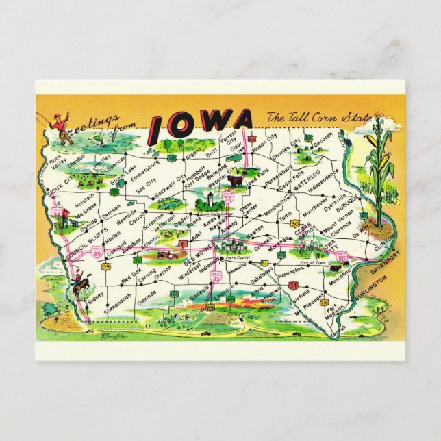 Carte postale vintage Iowa (Devant)