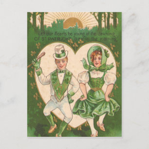 Carte Postale Vintage Irish Hearts St Patrick's Day Card