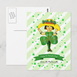 Carte Postale Vintage irlandaise fille Nom personnalisé St. Patr