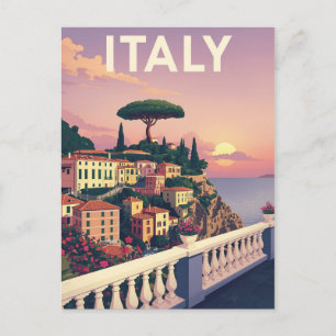 Carte Postale Vintage Italie Sunset Coastal Village Voyage