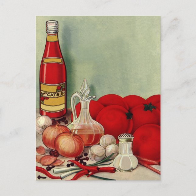 Carte Postale Vintage Italien Alimentation Tomate Onions Poivron (Devant)