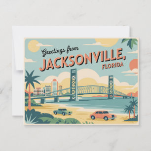 Carte postale vintage Jacksonville Salutations d