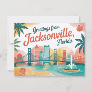Carte postale vintage Jacksonville Salutations d
