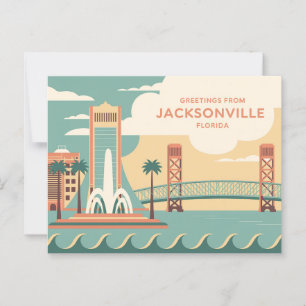 Carte postale vintage Jacksonville Salutations d