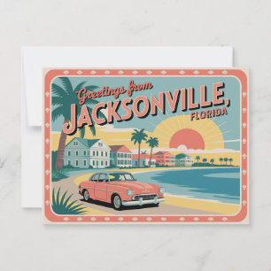 Carte postale vintage Jacksonville Salutations d