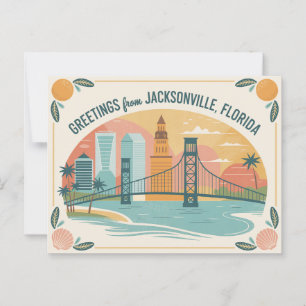 Carte postale vintage Jacksonville Salutations d