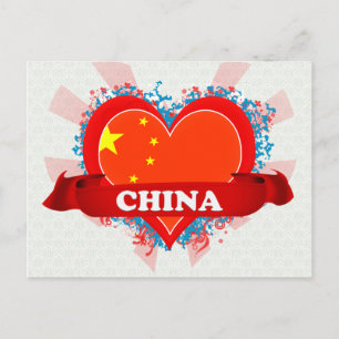 Carte Postale Vintage J'aime la Chine