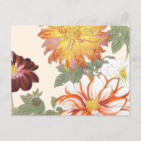 Vintage japonais Floral Art Orange Fleurs rouges