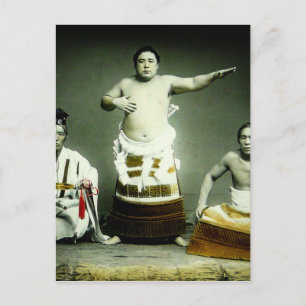 Carte Postale Vintage Japonais lutteurs de sumo Vieux Japon