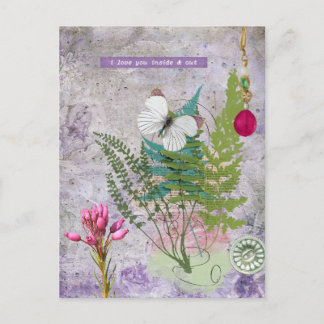 Carte Postale Vintage Jardin pourpre