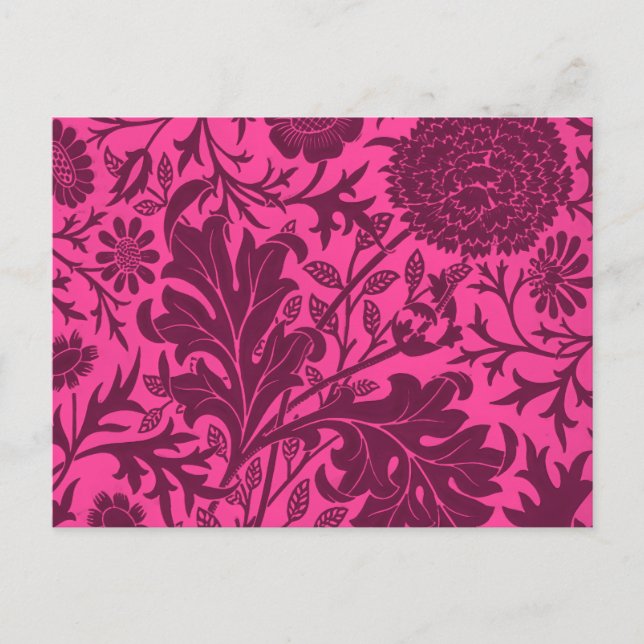 Carte Postale Vintage joli rose et marron motif floral (Devant)