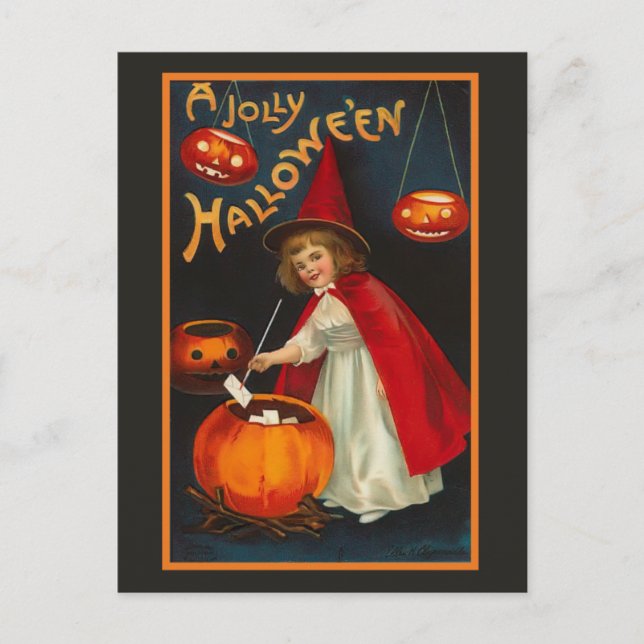Carte postale vintage Jolly Halloween Witch (Devant)