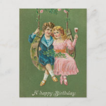 Carte postale vintage Joyeux anniversaire 1900