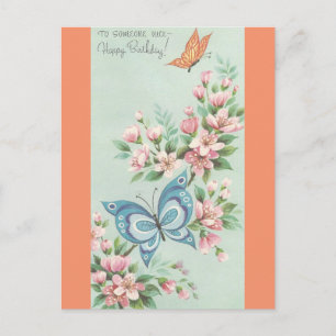 Carte Postale Vintage Joyeux Anniversaire Avec Papillons