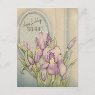 Carte Postale Vintage Joyeux Anniversaire Chéri Avec Iris