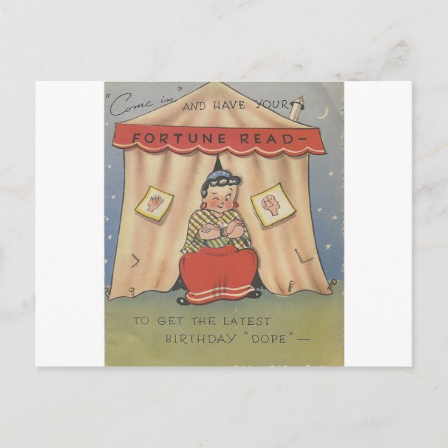 Carte Postale Vintage Joyeux Anniversaire Fortune Teller (Devant)