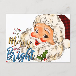 Carte postale vintage Joyeux et Lumineux Père Noël
