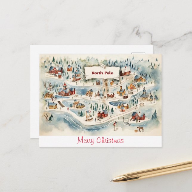 Carte postale vintage Joyeux Noël (Devant/Arrière en situation)