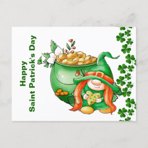 Carte Postale Vintage Joyeux Saint-Patricks Day Pot de Gold Gnom