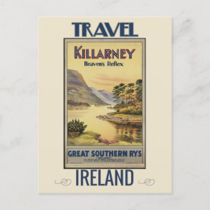 Carte Postale Vintage Killarney Irlande Train Travel