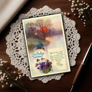 Carte Postale Vintage Kingfisher 1917 Heures d'or d'anniversaire