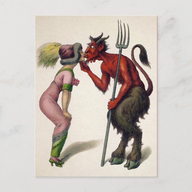 Carte postale vintage Kissing Devil (Devant)