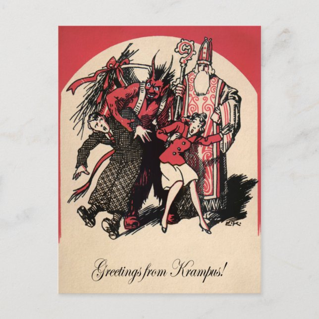 Carte postale vintage Krampus (Devant)
