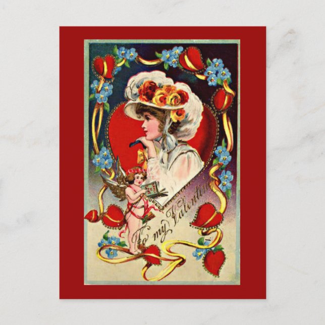 Carte postale vintage Lady My Valentine (Devant)