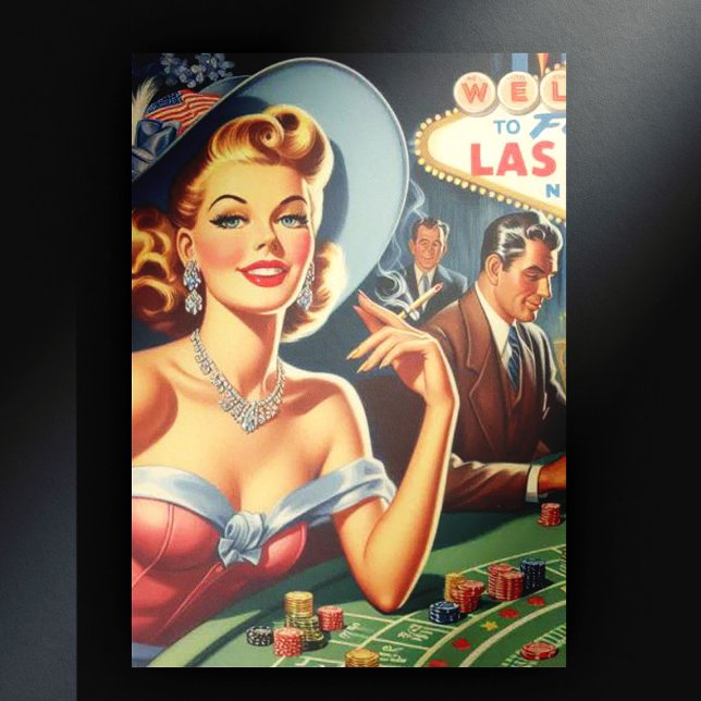 Carte Postale Vintage Las Vegas Casino Pin Up (Créateur téléchargé)