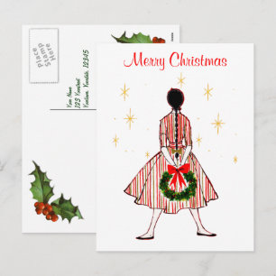 Carte postale Vintage les années 50 Christmas Girl