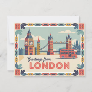 Carte postale vintage Londres   Salutations de Lon