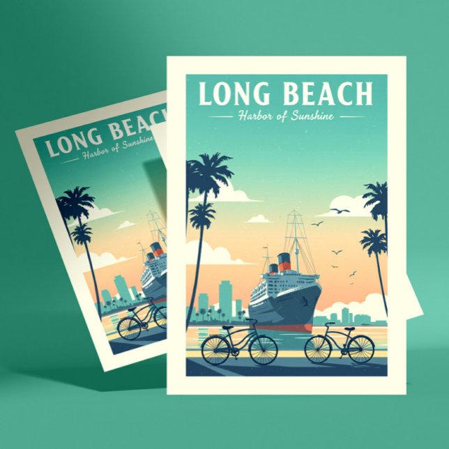 Carte Postale Vintage Long Beach (Créateur téléchargé)