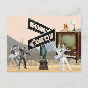 Carte Postale Vintage Look American Collage