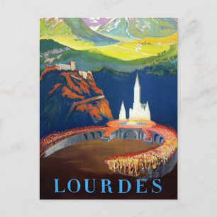 Carte Postale Vintage Lourdes France Travel