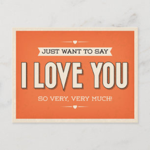 Carte postale vintage Love You Orange Grunge