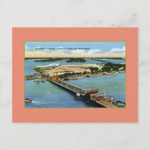 Carte Postale Vintage MacArthur Causeway Miami et Miami Beach