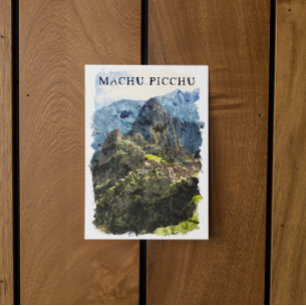 Carte Postale Vintage Machu Picchu Pérou Aquarelle Peinture