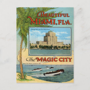 Carte Postale Vintage magnifique Miami Floride Magic City Travel