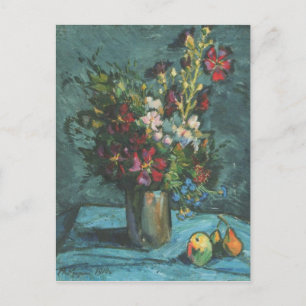 Carte Postale Vintage Mallows sur Fleurs Arrière - plans noires 