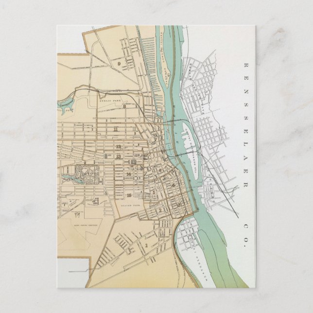 Carte Postale Vintage Map of Albany (Devant)
