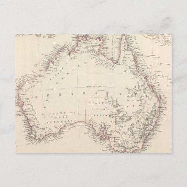 Carte Postale Vintage map of Australia (Devant)