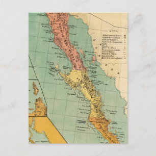 Carte Postale Vintage Map of Baja California