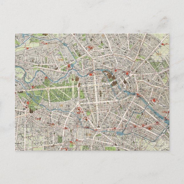 Carte Postale Vintage Map of Berlin Germany (Devant)