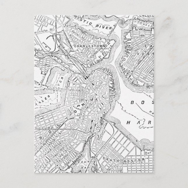 Carte Postale Vintage Map of Boston (Devant)