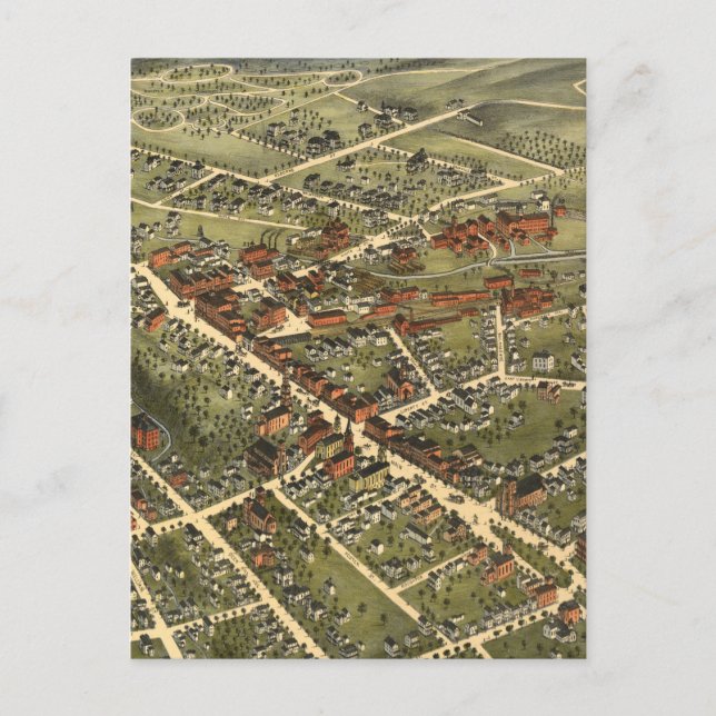 Carte Postale Vintage Map of Danbury Connecticut (Devant)
