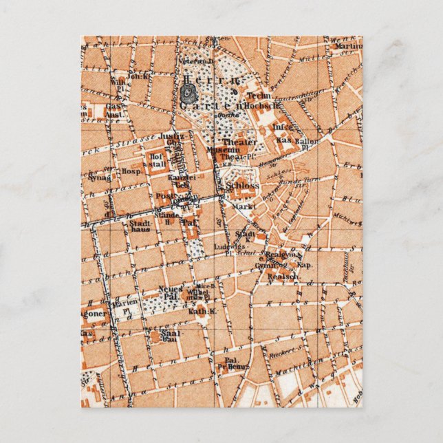 Carte Postale Vintage Map of Darmstadt (Devant)