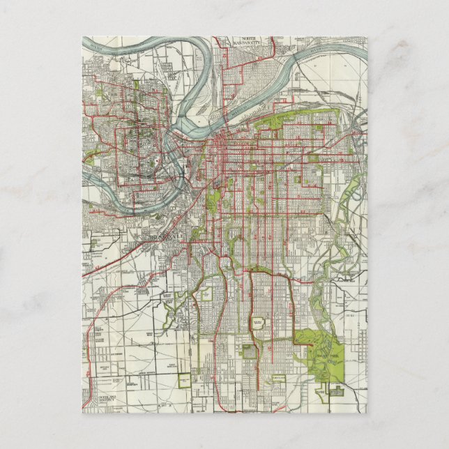 Carte Postale Vintage Map of Kansas (Devant)