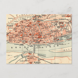 Carte Postale Vintage Map of Mainz Germany