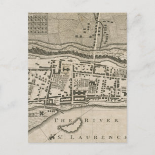 Carte Postale Vintage Map of Montréal (1758)